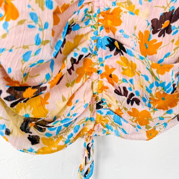 WAYF Secrets Kept Pink Floral Ruched Crop Top Extra Large NWOT - Picture 3 of 6